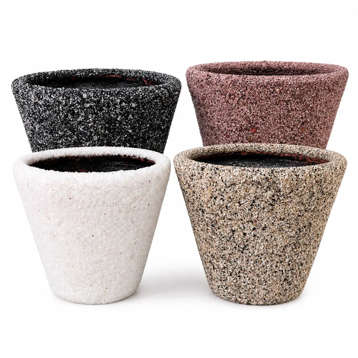 Macetero Cónico de Arcilla 18x20 cm con Drenaje | Recubrimiento Natural en Cuarzo y Materiales Orgánicos