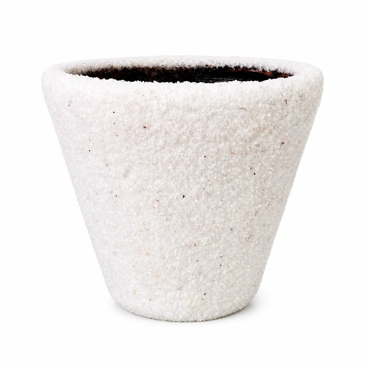 Macetero Cónico de Arcilla 18x20 cm con Drenaje | Recubrimiento Natural en Cuarzo y Materiales Orgánicos
