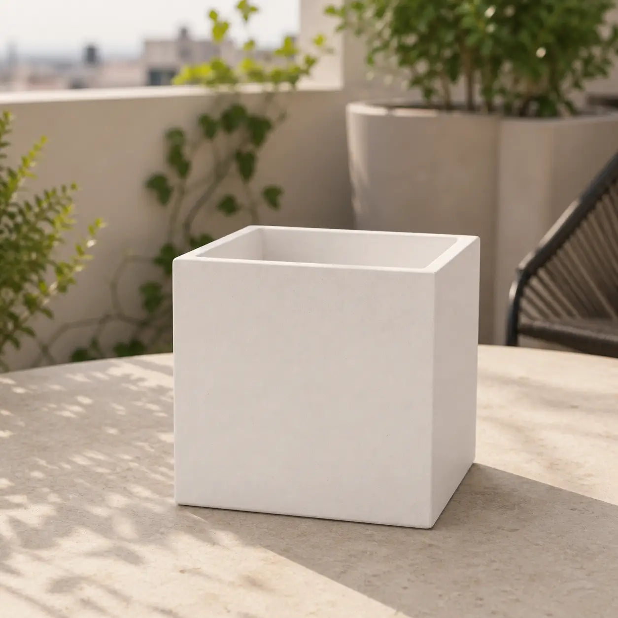 Macetero Cuadrado de Hormigón 12x12 cm con Drenaje | Maceta Moderna para Plantas de Interior y Suculentas