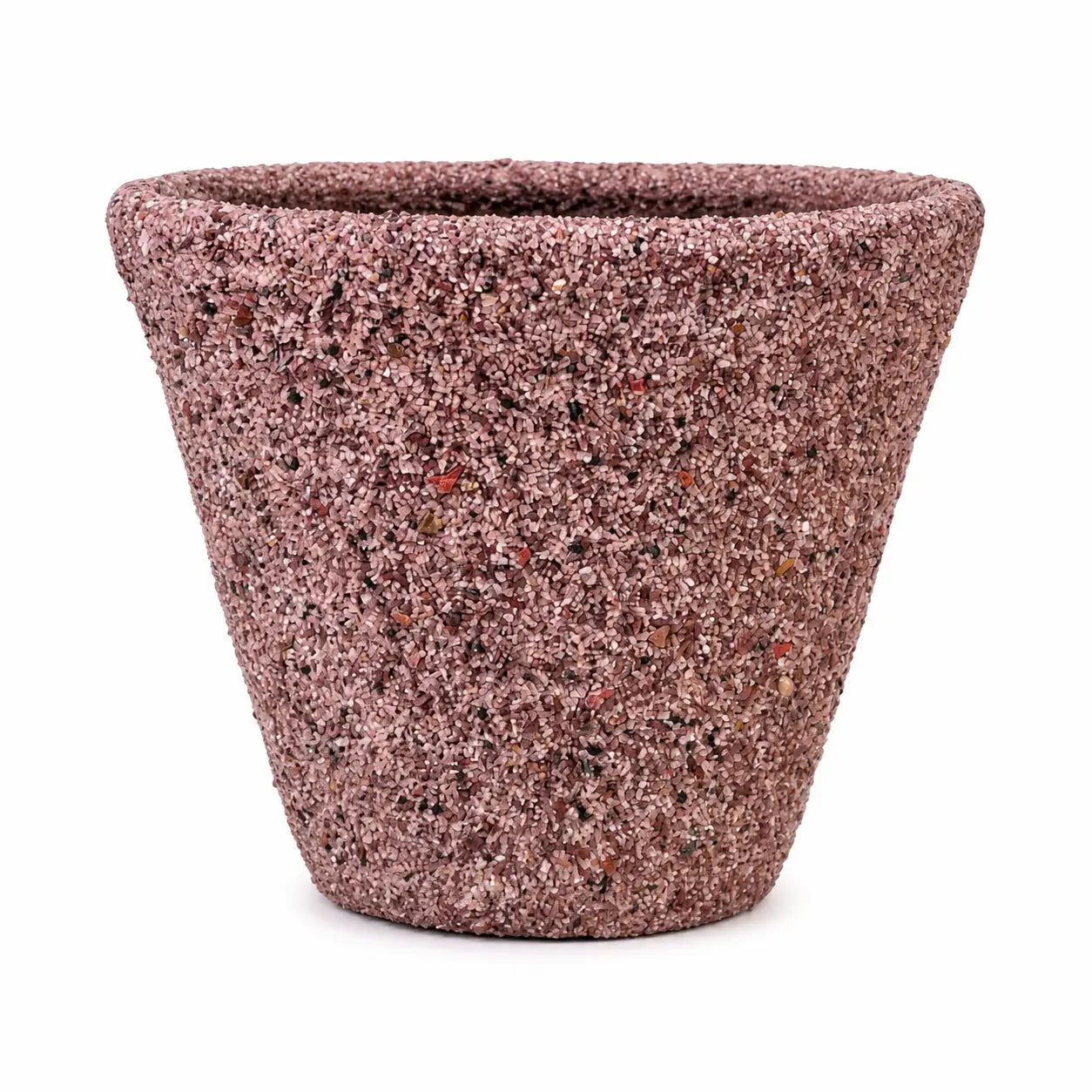 Macetero Cónico de Arcilla 18x20 cm con Drenaje | Recubrimiento Natural en Cuarzo y Materiales Orgánicos