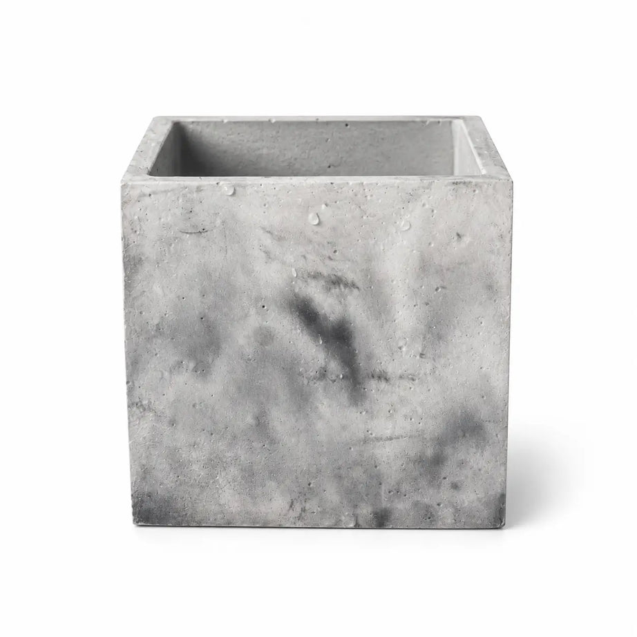 Macetero Cuadrado de Hormigón 12x12 cm con Drenaje | Maceta Moderna para Plantas de Interior y Suculentas