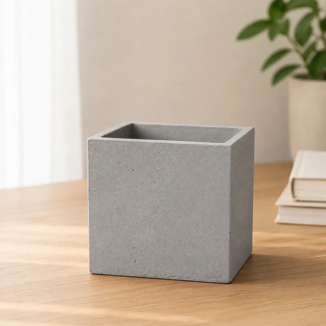 Macetero Cuadrado de Hormigón 12x12 cm con Drenaje | Maceta Moderna para Plantas de Interior y Suculentas